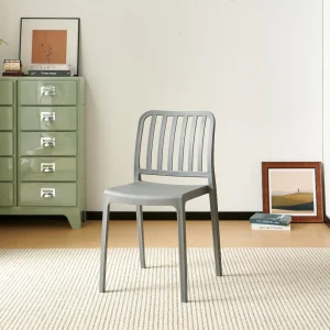 Silla Brooklyn, Gris oscuro , Con Espaldar En Rayas y Diseño Minimalista