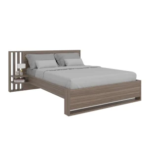 Cama Doble Vanez, Avellana, con espaldar alto incluyendo tendida de tablas