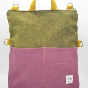 Bolso-mochila tapicería bicolor con forro de flores