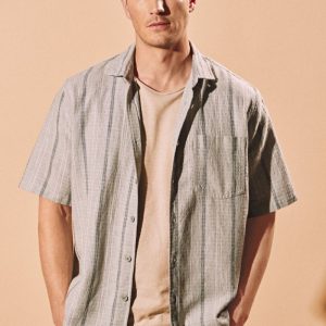 Camisa de rayas para hombre de cáñamo y algodón orgánico
