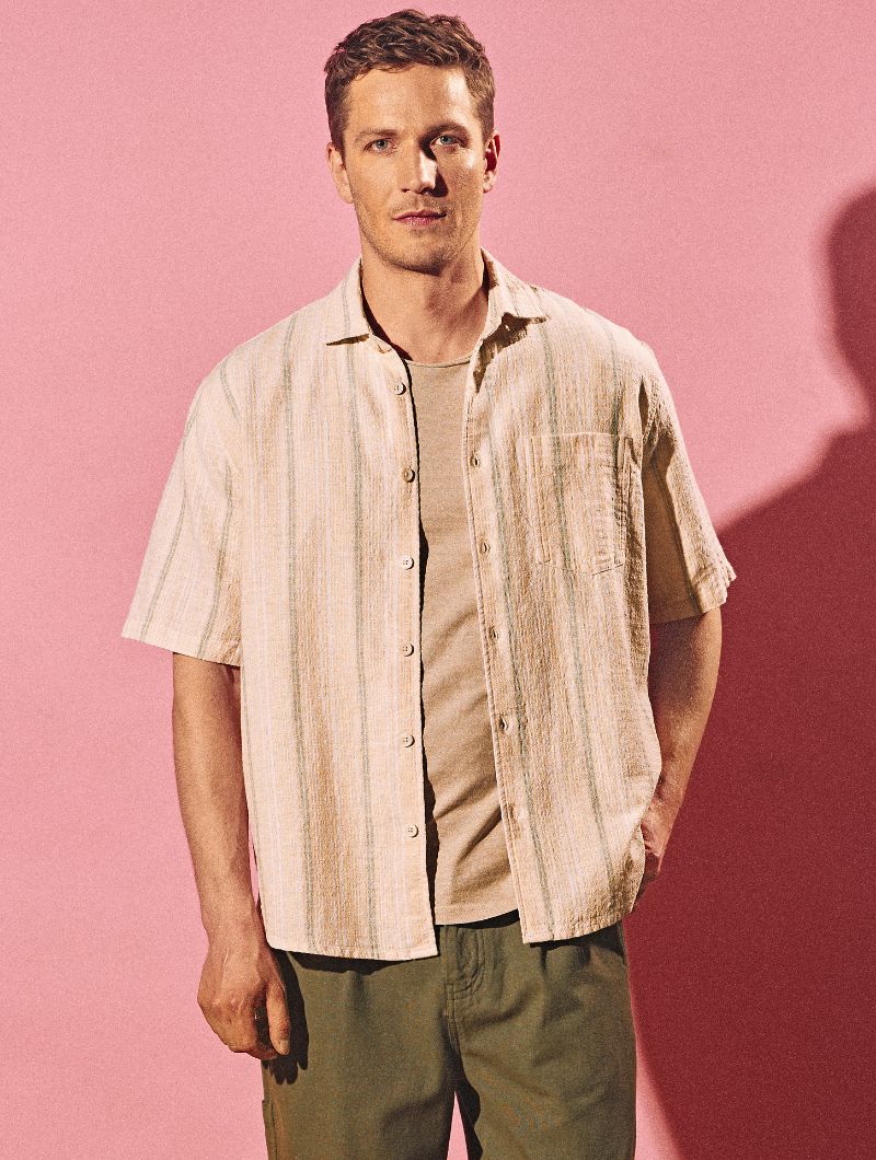 Camisa de rayas para hombre de cáñamo y algodón orgánico - Imagen 5