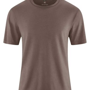 Camiseta hombre castaño mezcla de cáñamo en tejido slub