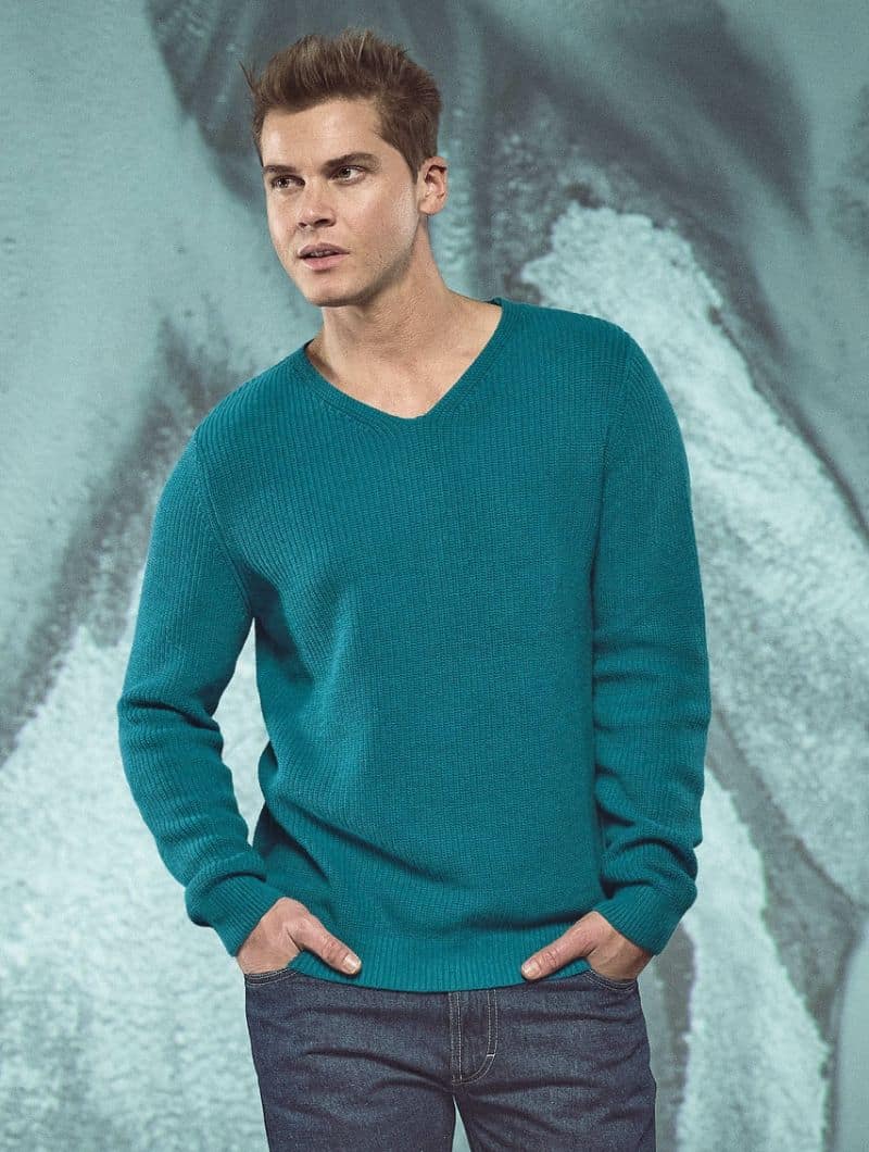 Jersey de punto con cuello pico para hombre - Imagen 2