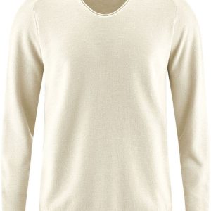 Suéter cuello pico natural de cáñamo y algodón orgánico